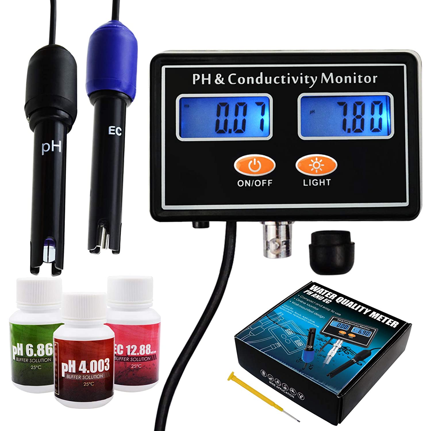 Medidor de pH, medidor digital de pH para agua, 0.01 de alta precisión con  rango de medición de pH 0-14 para hidroponía, bebida doméstica, piscina y