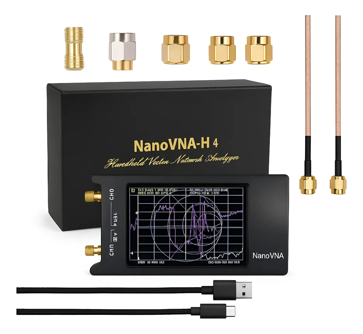 Analizador vectorial de antenas 50 kHz- 1,5 GHz, 4" de pantalla Nanovna H4