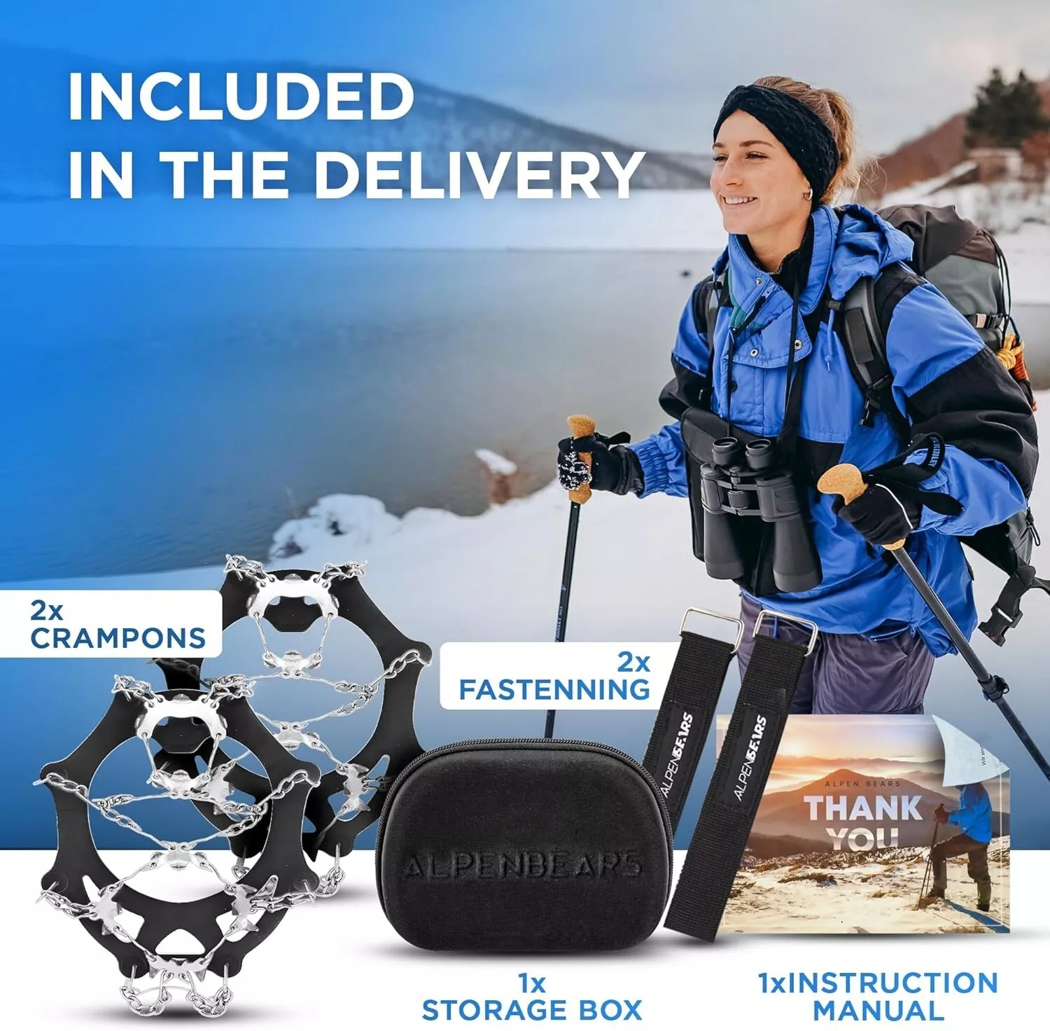 Par Crampones Antideslizantes Senderismo Escalar Hielo Nieve APST-Parent APST04 - Image 4