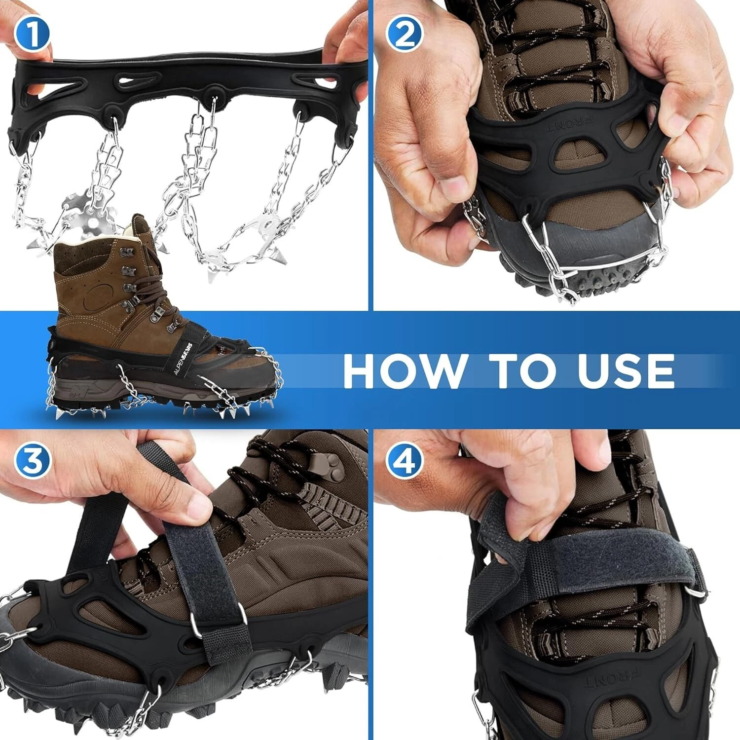 Par Crampones Antideslizantes Senderismo Escalar Hielo Nieve APST-Parent APST04 - Image 3