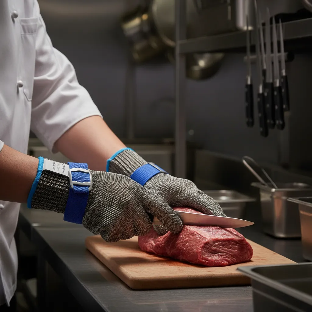 Guante Resistente a Cortes Malla de Alambre Acero Inoxidable ANSI A9 SCHWER Modelo 1706 - Image 2