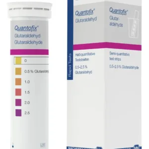 Caja de 100 tiras para Glutaraldehído marca Quantofix modelo 91343 (0.5-2.5%)