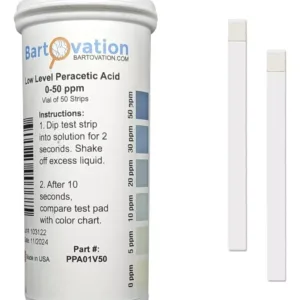 Kit 50 Tiras Prueba Acido Peracético Soluciones 0-50 Ppm
