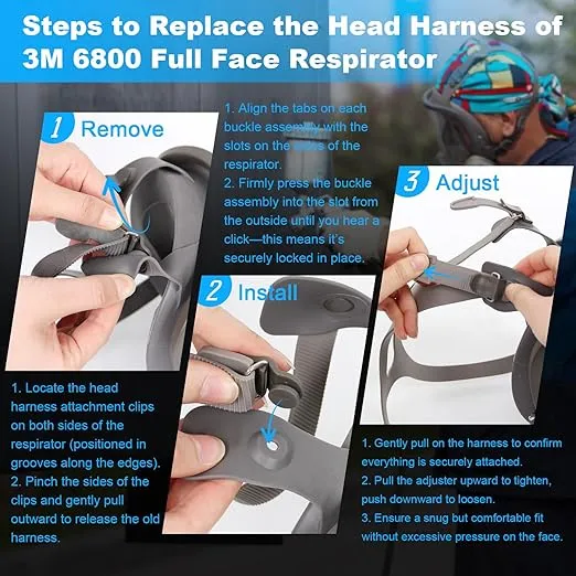 Arnés de cabeza de repuesto para cara completa serie 6000 de 3M - Image 6
