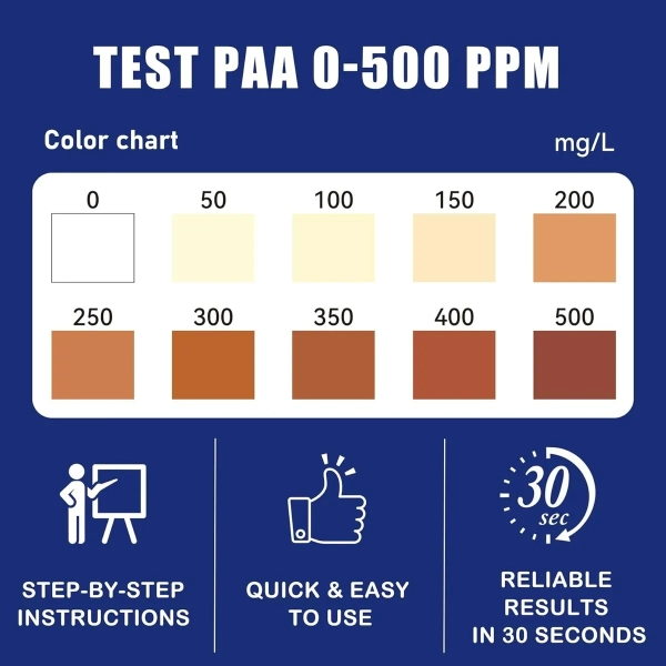 60 Tiras Reactivos Tester Analisis Acido Peracético 500ppm SaySummer - Image 2
