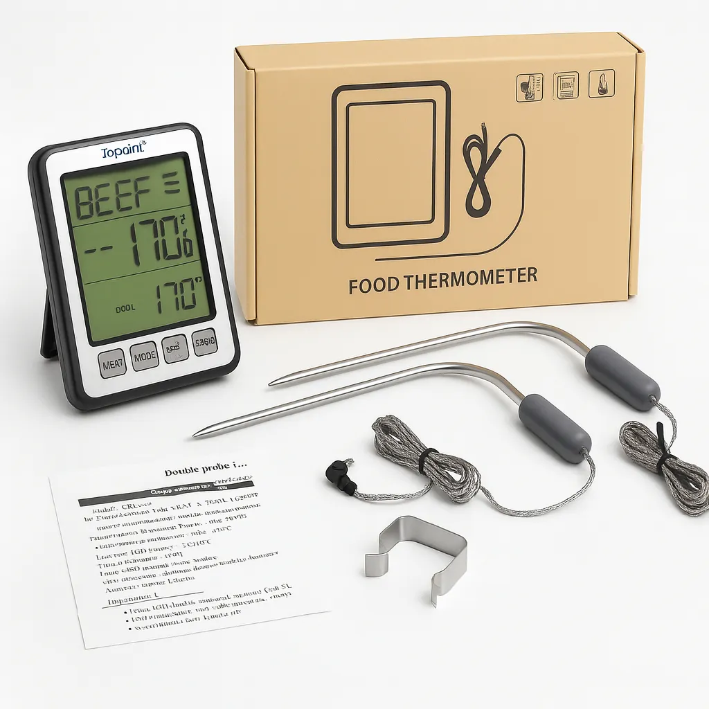 Termometro Digital Inalambrico Carnes 2 Sondas Topoint Digital