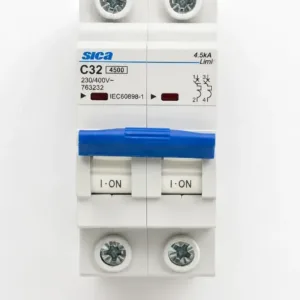 Interruptor Termomagnetico Bipolar 32A, Capacidad de ruptura 4500A SICA 763232