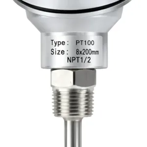 Sensor PT100 (-200°C - 650°C) SS304 diametro 8mm, Largo 200mm, Thread NPT 1/2''