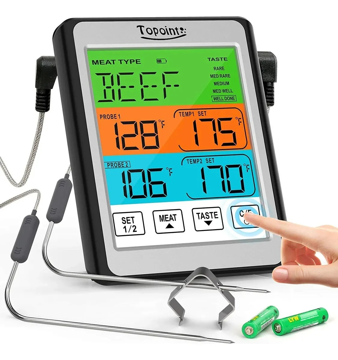 Termometro Digital Inalambrico Carnes 2 Sondas Topoint Digital - Image 8
